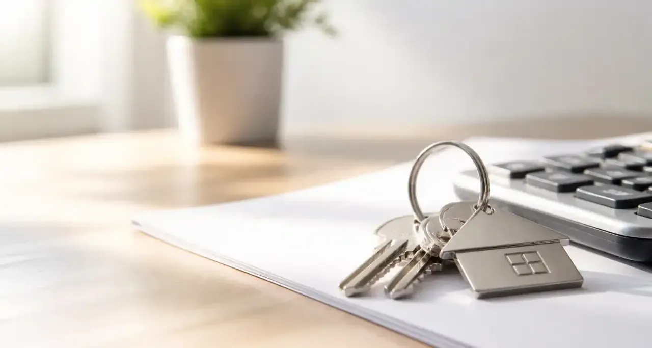 Clés de maison posées sur un contrat immobilier de couple