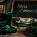 40 ans de mariage noce de émeraude, écrin vert et pierre brute