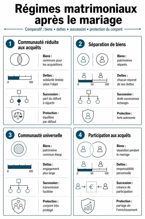Peut on faire un contrat de mariage après le mariage : comparaison visuelle des régimes matrimoniaux