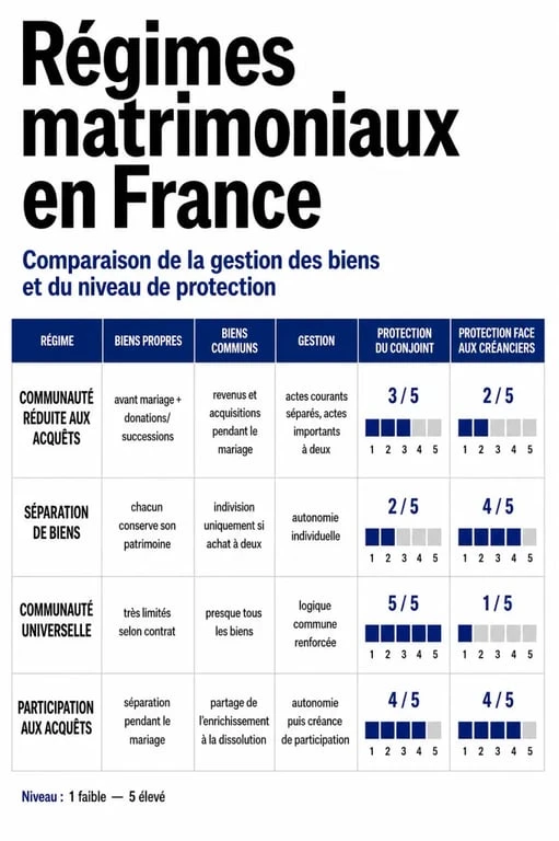 Comparatif des régimes matrimoniaux et prix du contrat de mariage chez le notaire