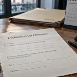 Déclaration sur l'honneur de communauté de vie : modèle de document et signatures