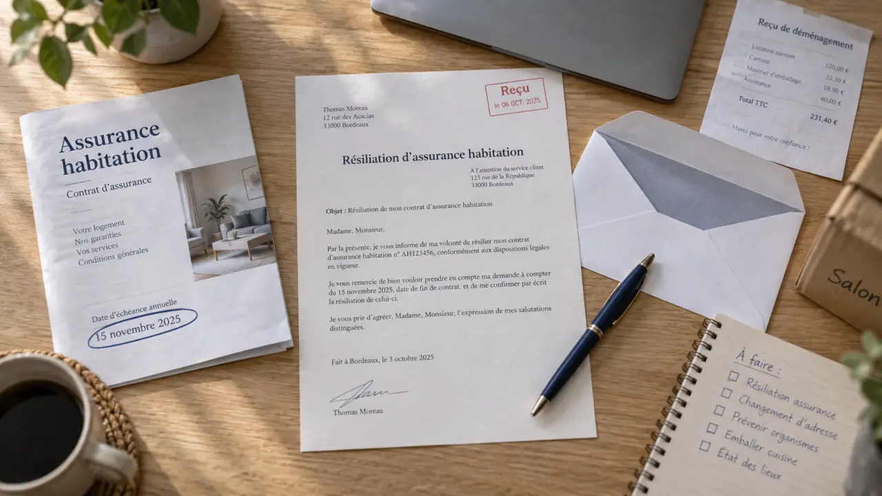 Resiliation habitation assurance : lettre de résiliation reçue