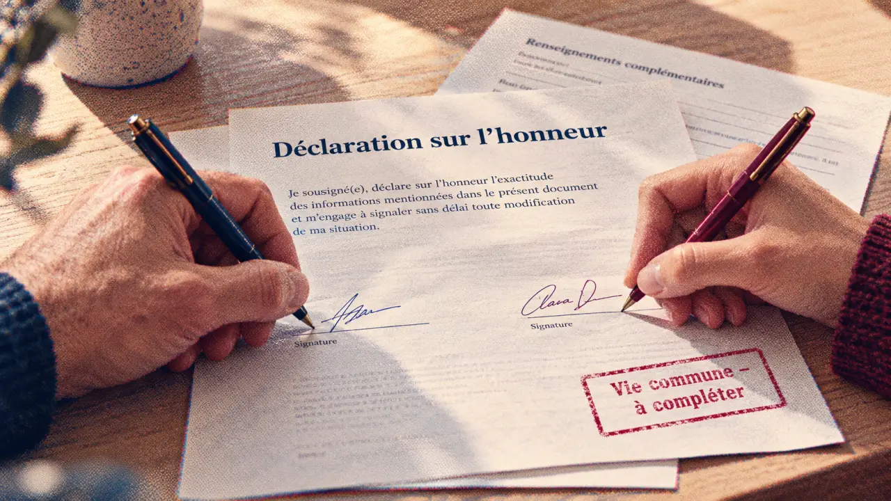 Attestation de communauté de vie à signer à deux, modèle en papier