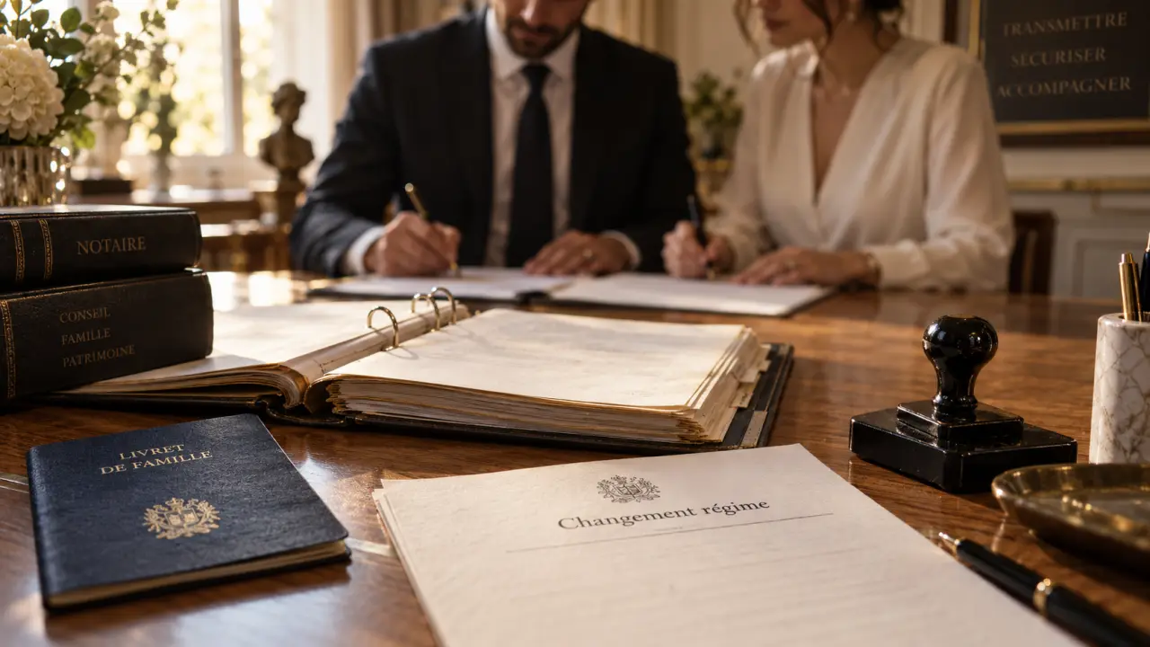 Changement régime matrimonial : acte notarial signé