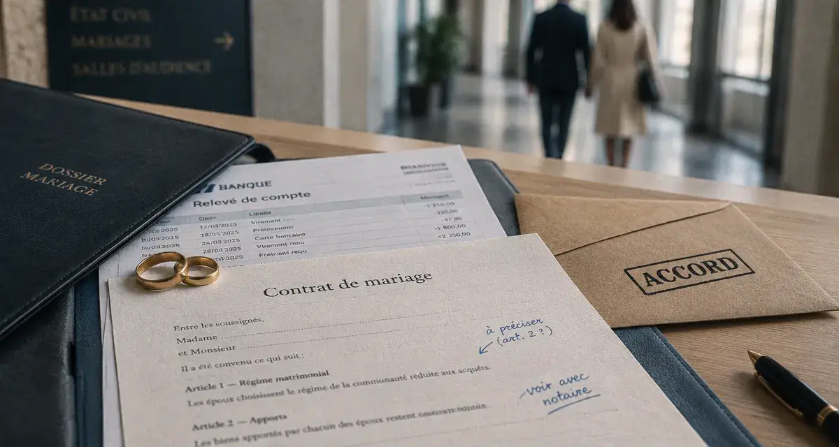 Séparation de corps et de bien : alliances, contrat et documents de mariage